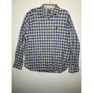 Mufti Button Up Shirt Men's Size 3XL Blue Tan Plaid Long Sleeve NWT